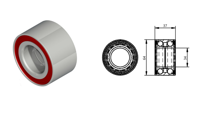 Hub with bearing for unbraked axle KNOTT 5x112 set nut cover