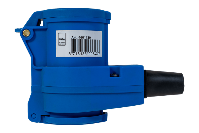 MANTES 2P+E angled CEE plug with additional socket 16A 230V