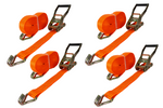 Set of four UNITRAILER 15m/50mm/5t orange transport belts with tensioner