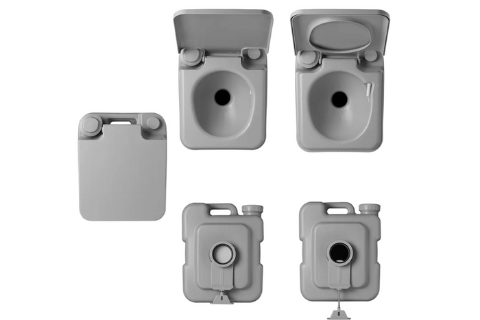 ProPlus 370415CR Portable Camping Toilet Gray 10L/10L