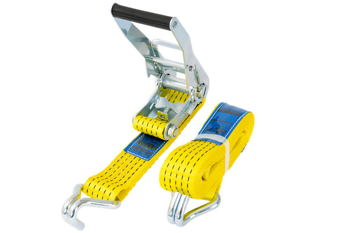 Set of four UNITRAILER 4m/50mm/5t yellow transport belts with tensioner