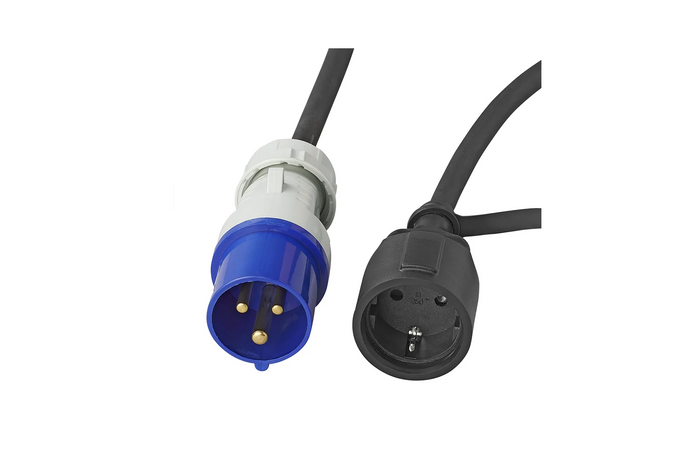 Adapter with CEE plug and socket with protective contact 16A 230V ProPlus 373530DE cable 150cm