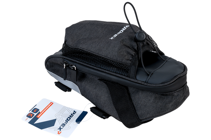 PROFEX 82318 Long Black Lux Bicycle Saddle Bag with Bottle Pocket