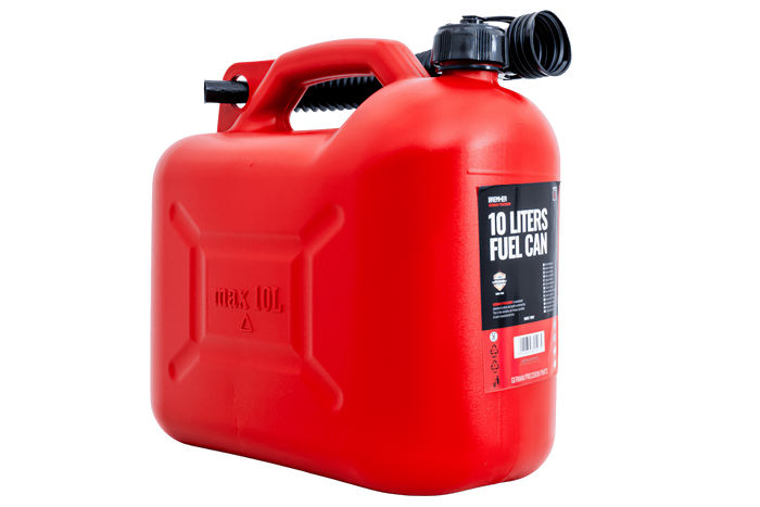 10L HERMON plastic canister with funnel, red