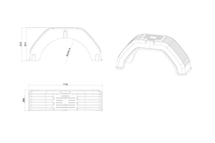 Trailer fender 13-14" flat wheel arch 710/200mm